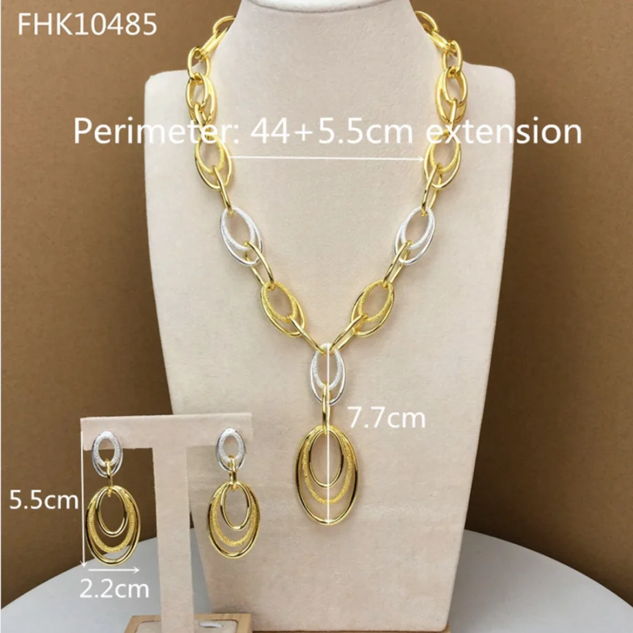 2024 Newest Dubai  Jewelry Sets  Unique Chain  Necklace Sets  for Women FHK10485