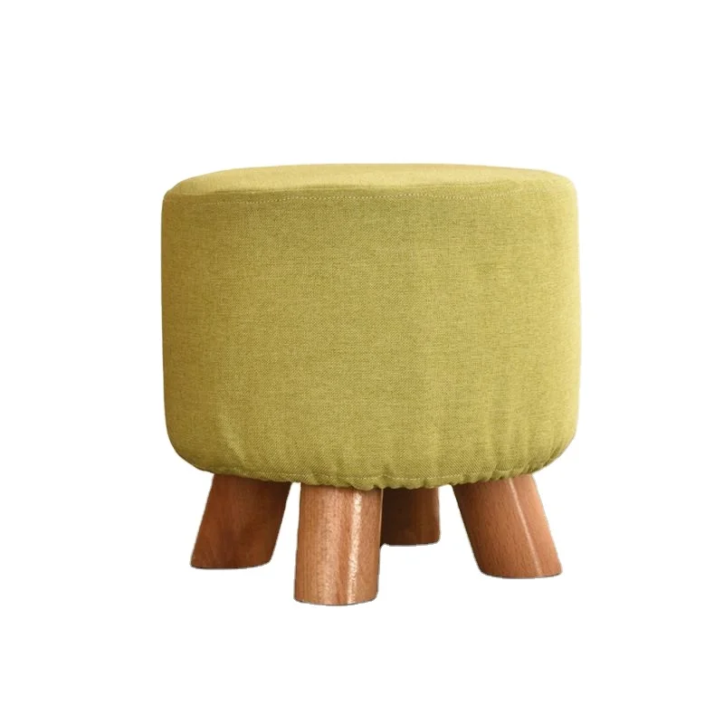 

*Portable Wooden Leg Cute Animal Fabric Stackable Small Round Stool Living Room Leisure Dining Chair with Upholstered Padded