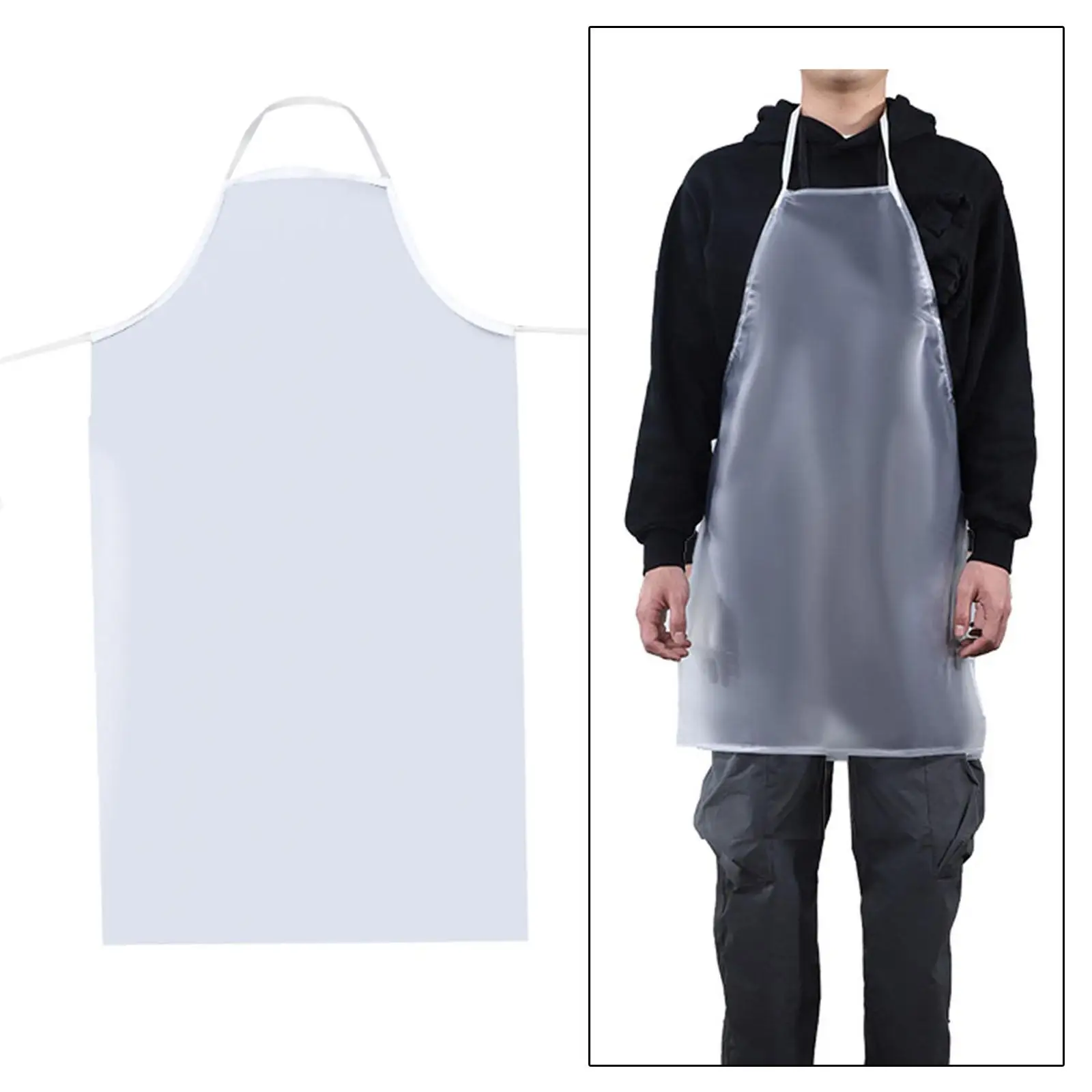 Waterproof Apron Clear PVC Thick Long Wear Resistant Cleaning Apron for Cooking Lab Work Food Factory Catering Dishes Washing