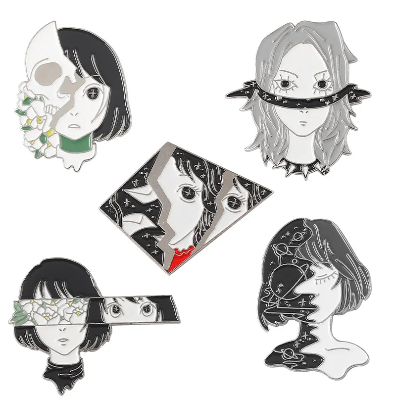 Anime Film and Television Characters Alloy Brooch Cartoon Skull Girl Oil Clothing Accessories Backpack Brooch Badge Lapel Pin