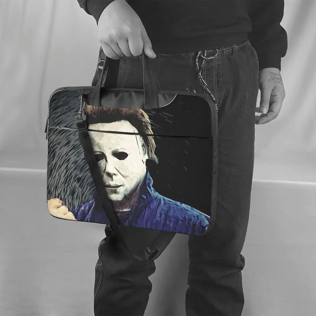 Imagem -06 - Michael Myers Laptop Bolsa Case de Proteção Vintage Computer Bolsa Bicicleta Crossbody Laptop Pouch