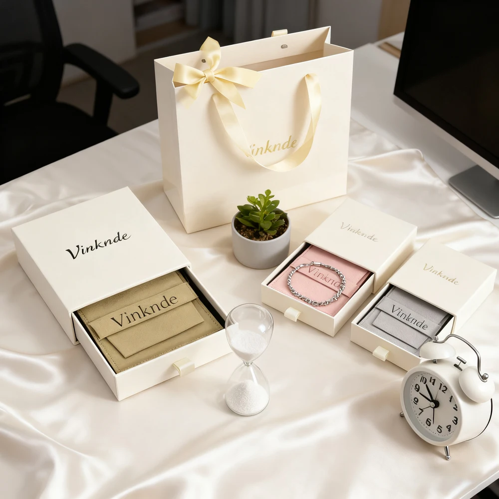 

9x9x2,5 см бежевый картонный ящик, выдвижная упаковочная коробка для ювелирных изделий, 8x8 см, подарочная сумка из микрофибры, ожерелье, серьги, браслет, коробки для колец