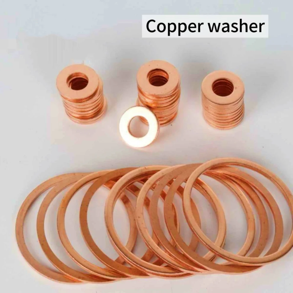 

20/50/100Pcs Solid Pure Copper Washer Oil Plugs Oring Gasket Motorcycle Sump Flat Sealing Spacers M9 M10 M11 M12 M13-M16