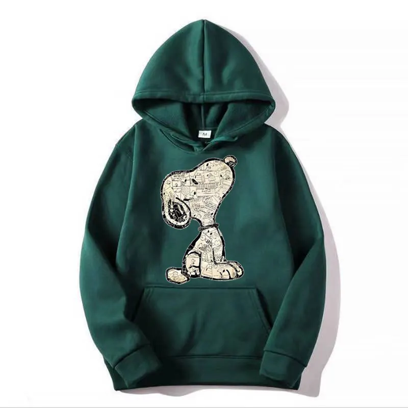 Snoopy Cartoon Anime Women Pullover Tops Spring Autumn Men Hoodies 2024 New Casual Black Sports Couple Sweatshirts Clothing