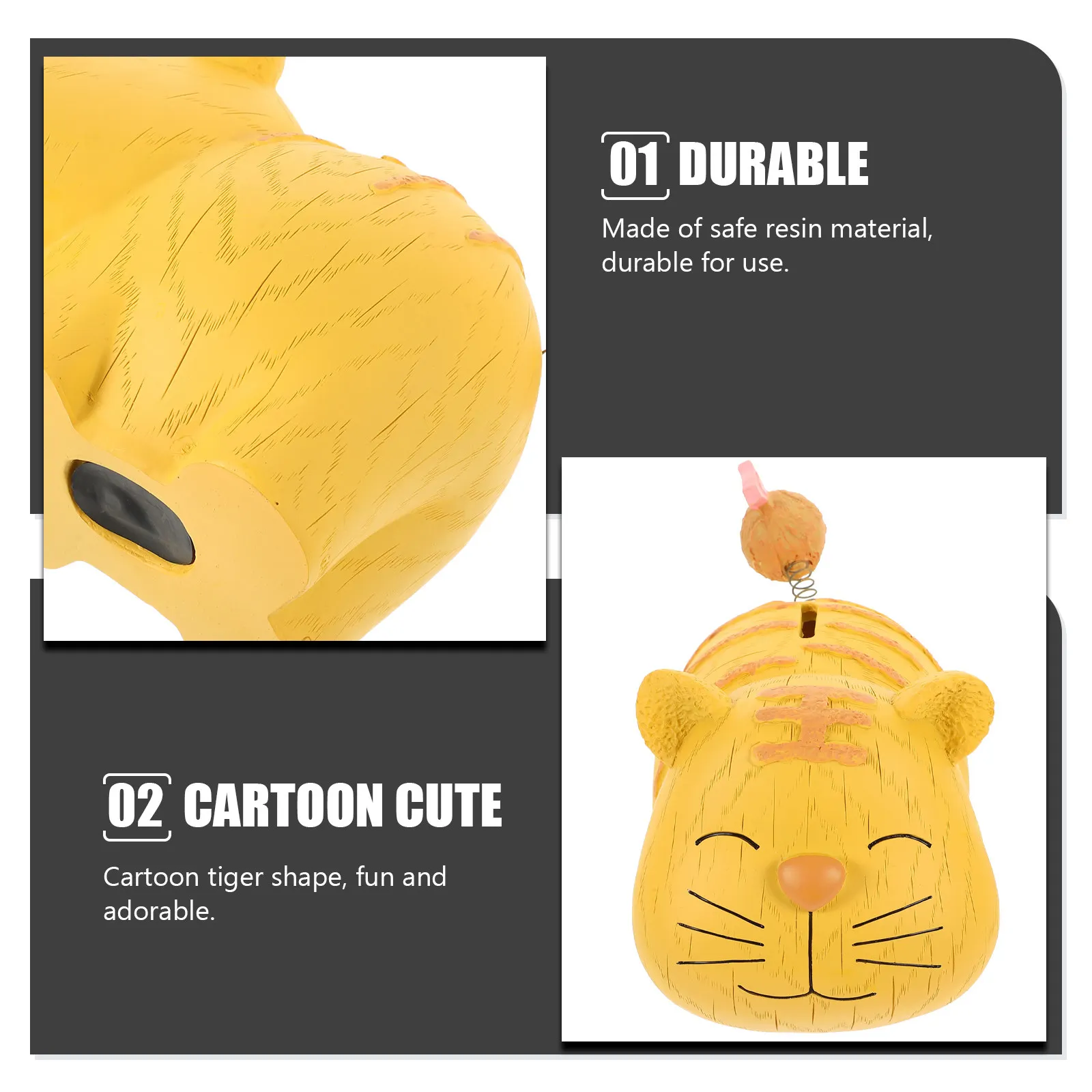 

Очаровательная копилка-тигр из смолы: прочная конструкция, компактный размер, идеально подходит для детей, мальчиков и девочек, праздничный подарок, портативная копилка для монет