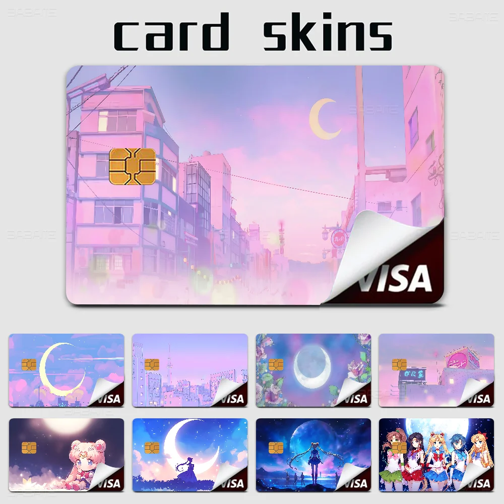 S-Sailores Landscape Moon 2024 Anime Cartoon Skin Stickers Film Tape Case For Big Credit Debit Card Front Side