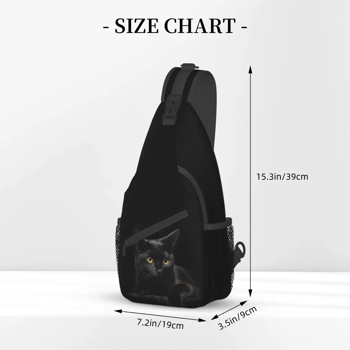 Schwarze Katze Schulter tasche Brust Cross body Schulter gurt Rucksack Outdoor Sport Tages rucksäcke Kawaii Haustier bedruckte Packung