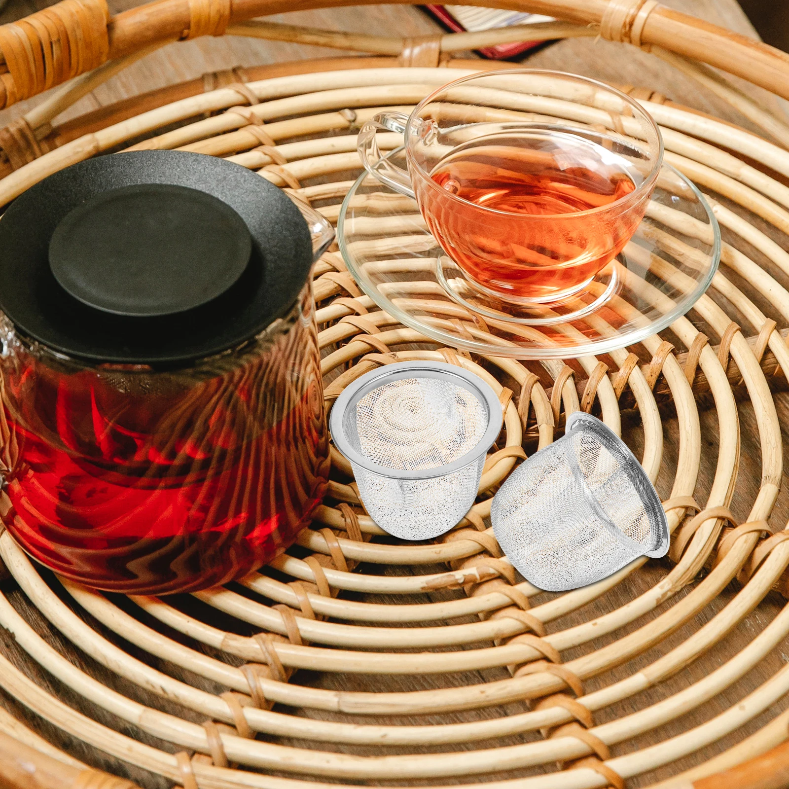 

2Pcs Tea Strainer Reusable Stainless Steel Teapot Infusers Travel tea kettle strainer teapot replaceable mesh strainers tea