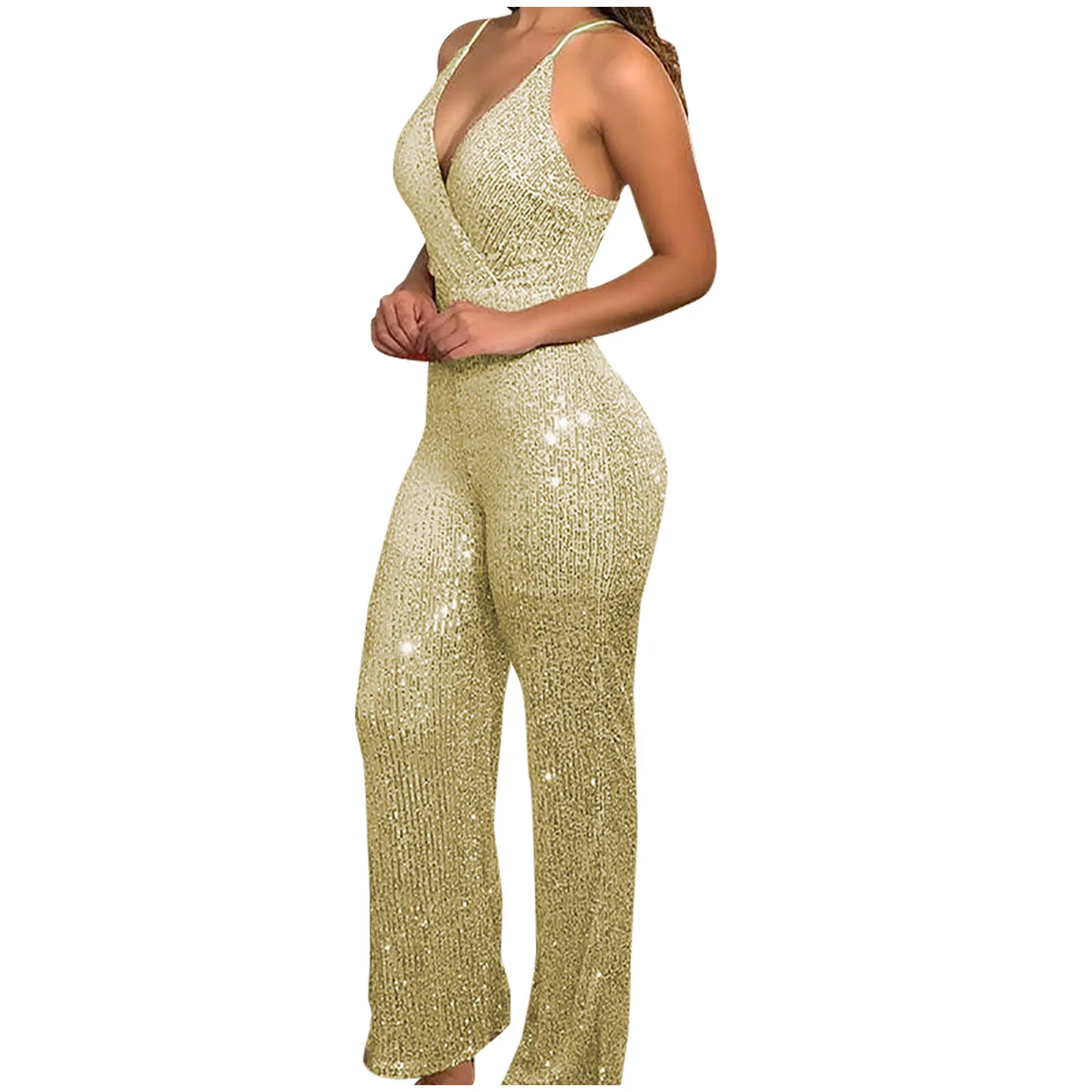 

Fashion Women'S Fitting Jumpsuit Sexy Slim Playsuit Suspender Sequins Sleeveless Women'S Elegant Jumpsuit Party Wear Rompers