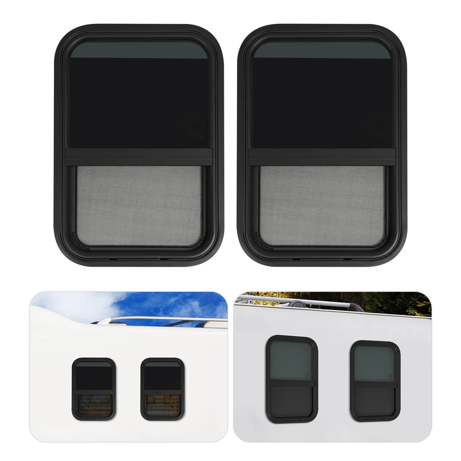 15x22 بوصة عمودي RV نافذة سبائك الألومنيوم الزجاج المقسى مع مشبك شاشة الحشرات على تركيب لشاحنة التخييم #1