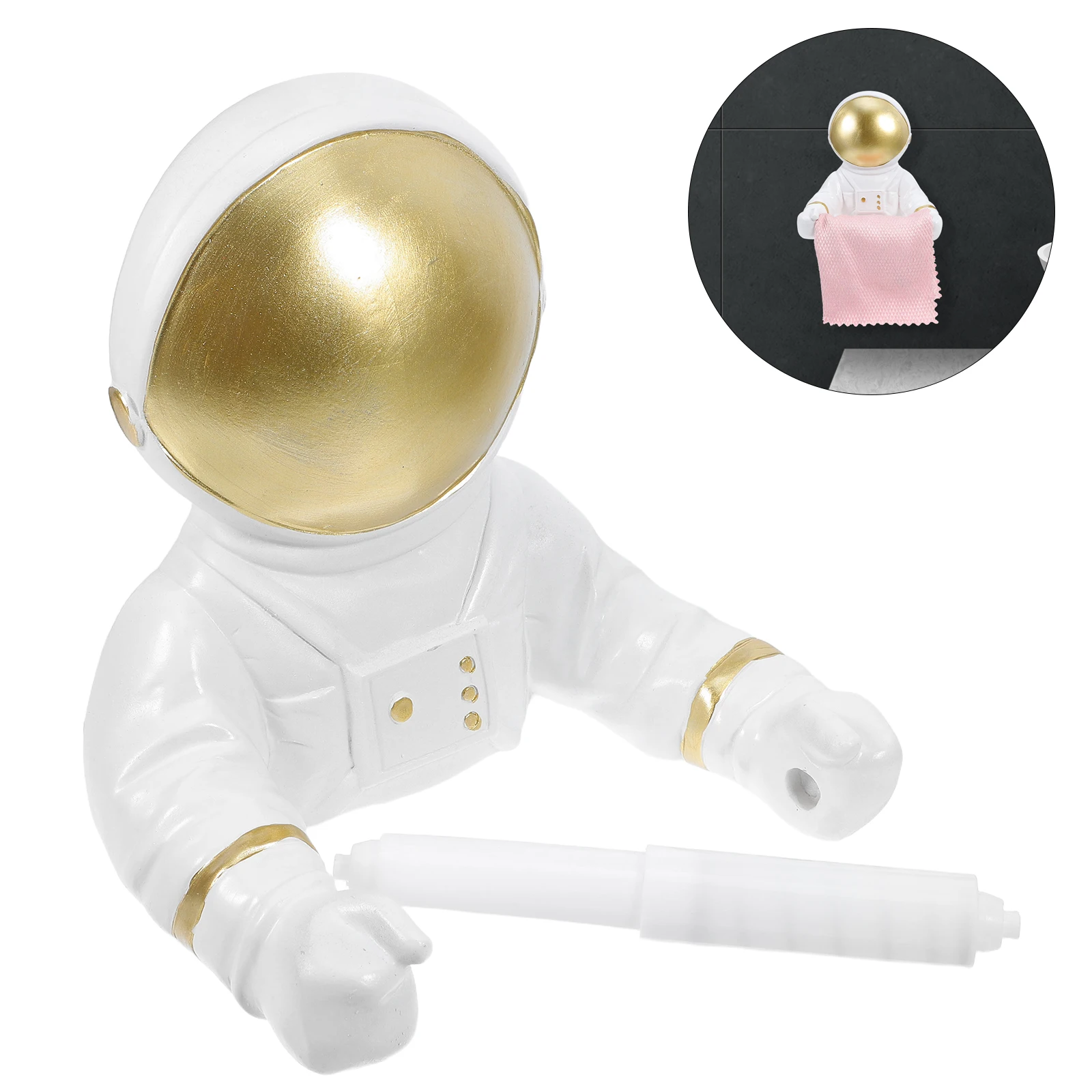 

Astronaut Tissue Holder Metal Roll Paper Shelf Decorative Bathroom Accessory Lightweight Punch Free Stand Tissue Storage ganizer