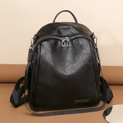 Soft Leather Famale Bag New Cowhide High Quality Travel Girls Backpack Korean Women Female Rucksack Leisure Student School Bag