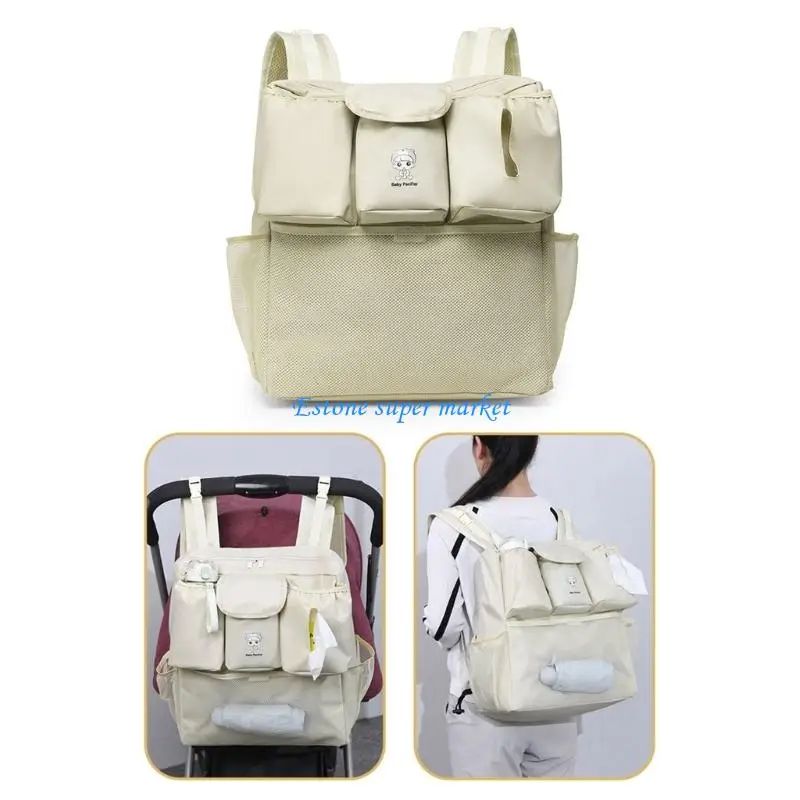 

090B Baby Strollers Hanging Storage Bag Multiple Compartments Comfortable Shoulder Straps Design