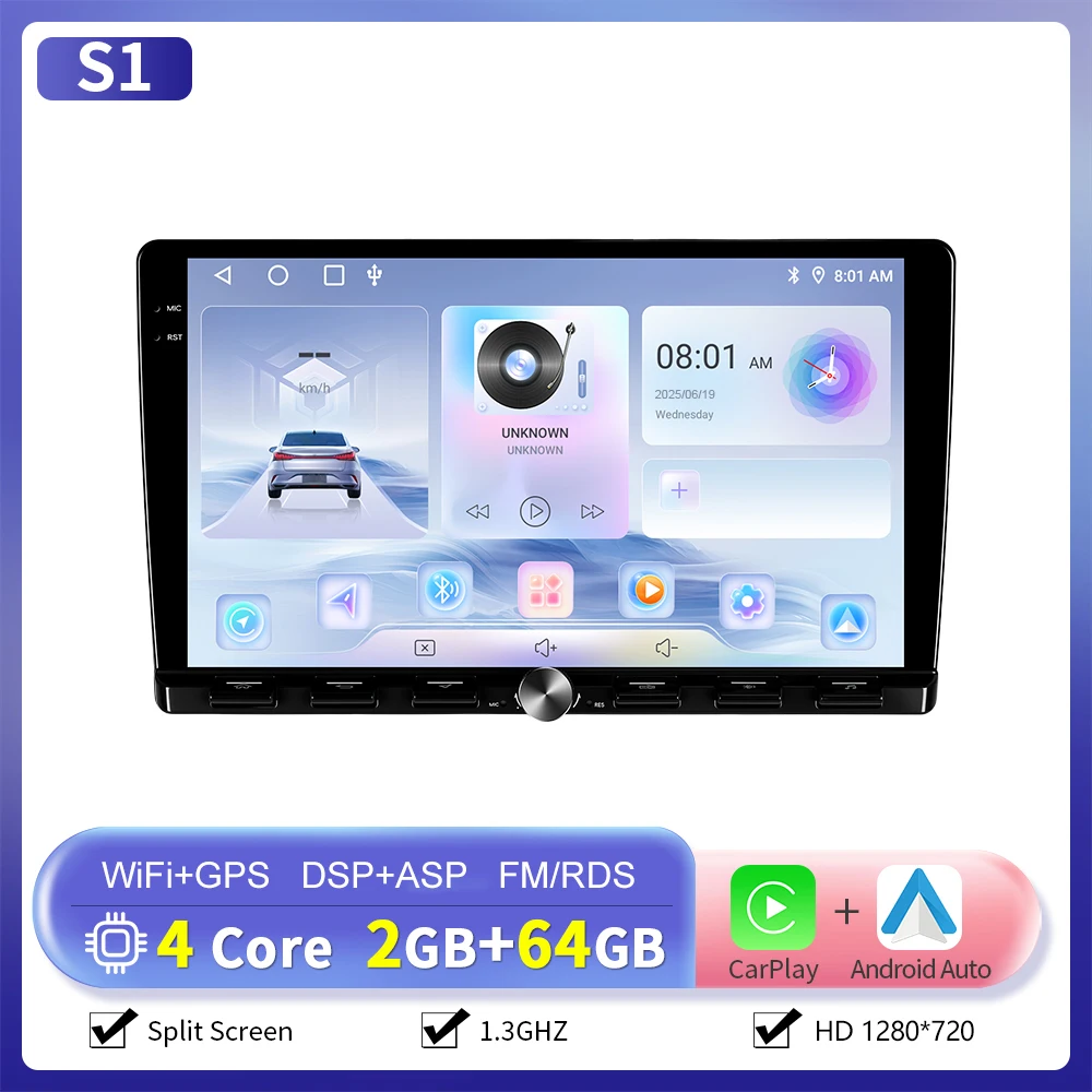 Camecho 6 + 128G 2 Din Autoradio 9 ''IPS Touchscreen Universele Multimedia Speler Carplay Android Auto WIFI GPS Navigatie DSP RDS