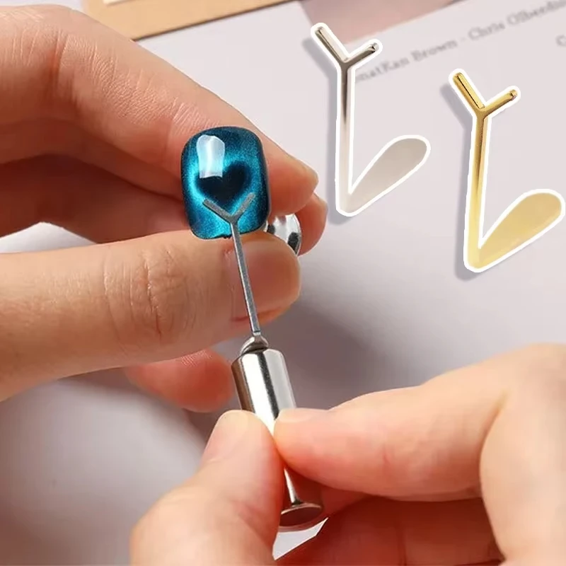 猫目ネイルマグネットセット、Y字型ワイヤー、精密なハート＆インゴットデザイン、無臭ネイルアートアクセサリー、驚異的な磁気輝きを実現