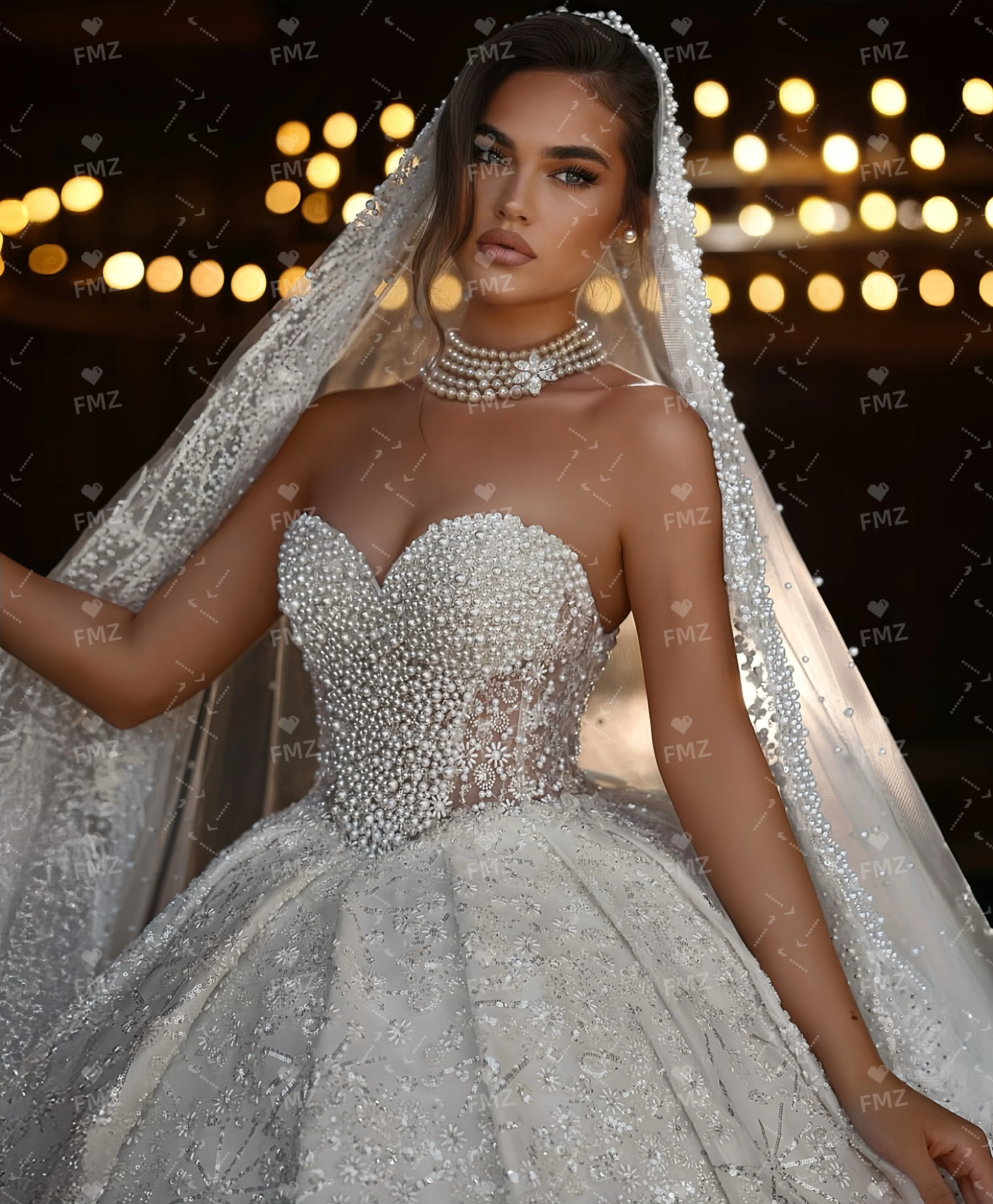 فستان زفاف فاخر مطرز برقبة على شكل حرف v بدون أكمام فستان زفاف فاخر من فيستدوس دي نوفيا أماندا نوفيا أماندا نوفيا رسمي #2