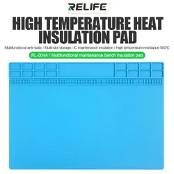 RELIFE RL-004A-almohadilla de reparación de aislamiento térmico, estera de estación de trabajo de soldadura, Plataforma de mantenimiento de soldadura de silicona, 355mm x 250mm