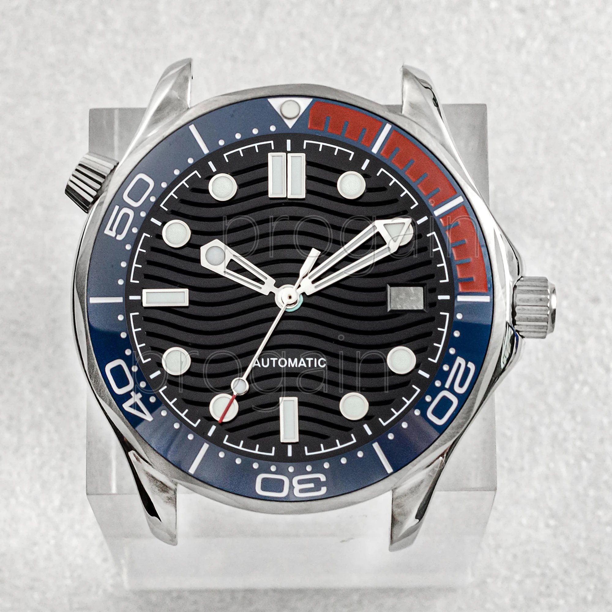 NH35 Case NH35 Dial for Seamaster 300 Case Stainless Steel 10ATM Waterproof Watch Case fit NH35 Automactic Movement Replacements