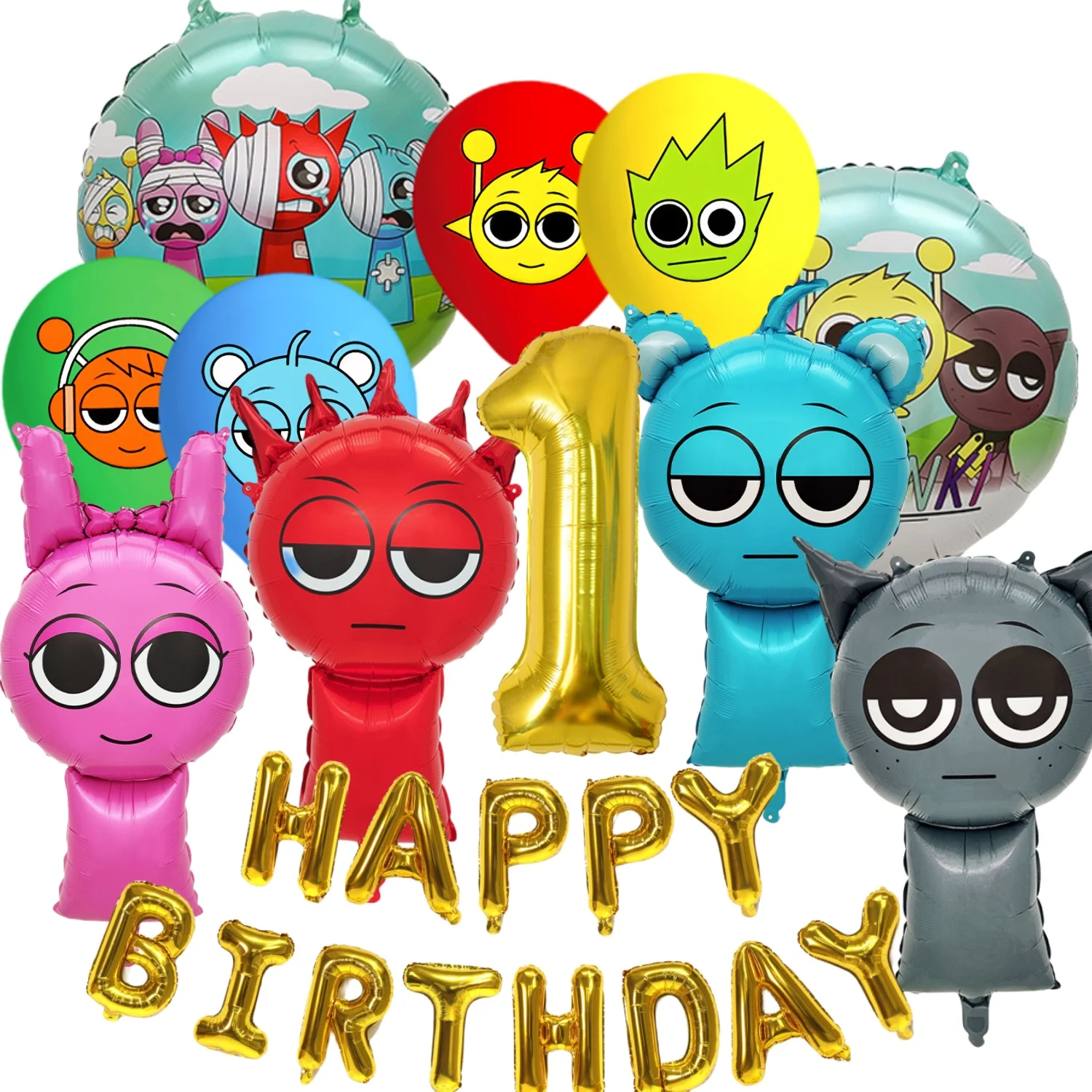 Sprunki Ballon-Set, Sprunki Geburtstagssachen, Unglaubliche Box, Party, Sprunki, Geburtstagsballons, Babyparty, sprunkige Geburtstagsparty-Geschenke
