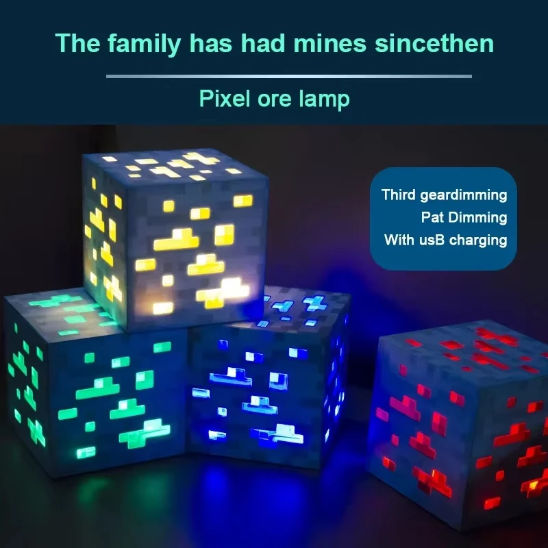 

MC Game Rechargeable Ore Lamp Officially Licensed Night Light For Gaming Room Fun Toy For Kids Room Decor Gift For Gamers