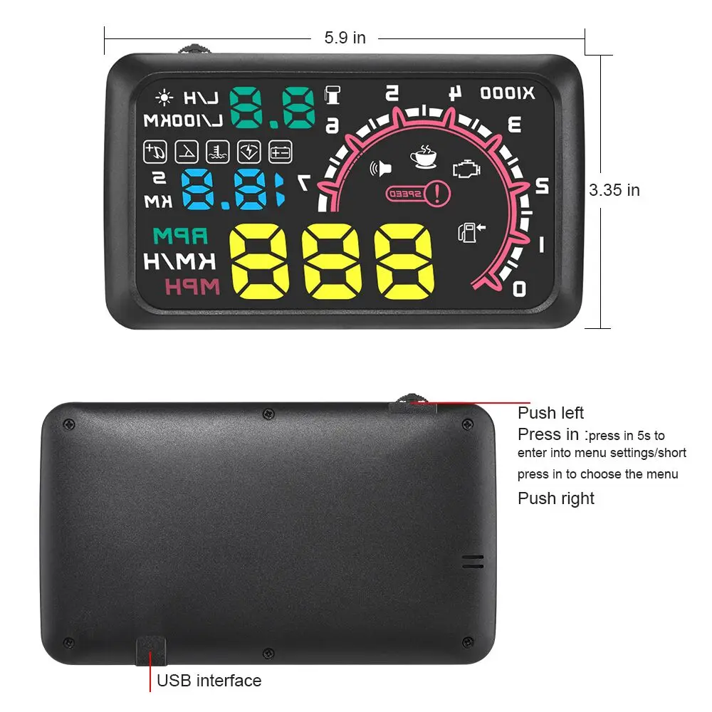 

New Arrival Multi-Function Car 5.5 Inch Hud Head Up Display Speeding Fuel Warning Windshield Projector System With Obd2