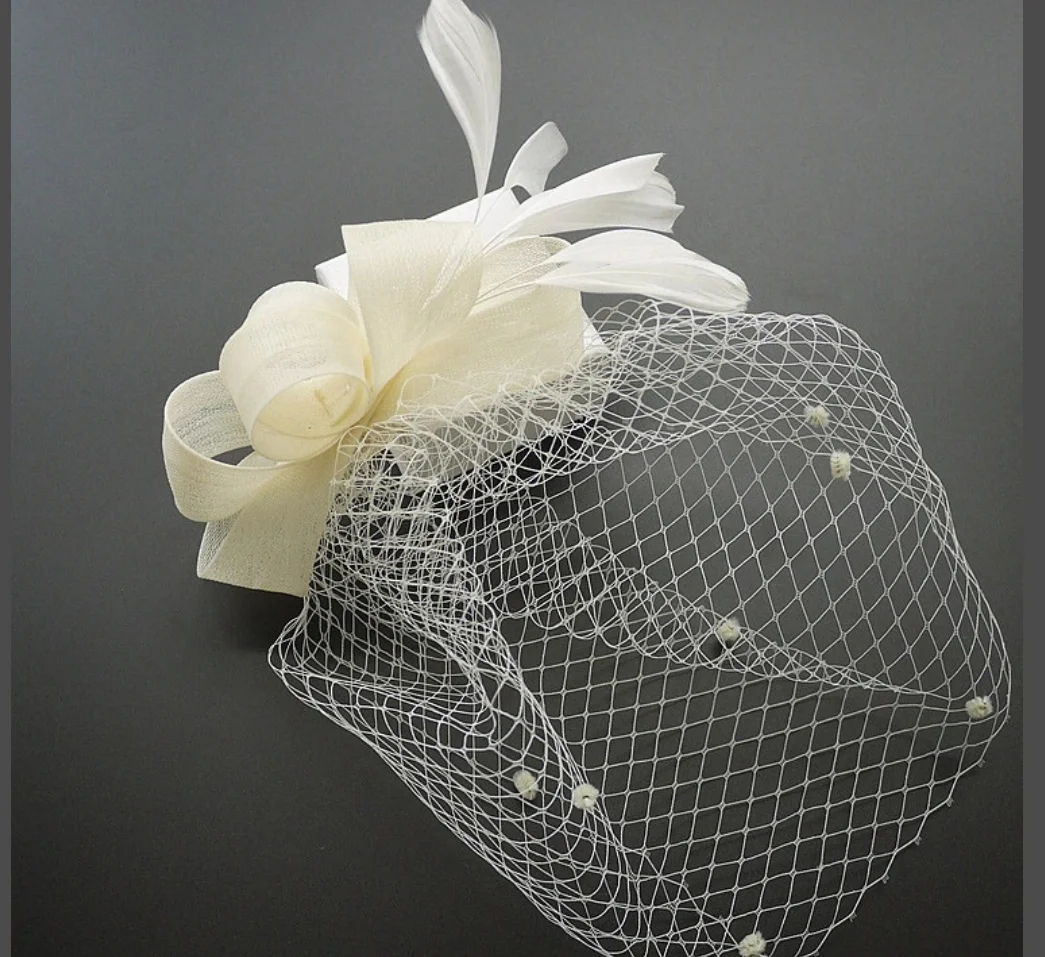 Bridal Net Birdcage Face Veils Wedding Party Feather Vintage Bridal Fascinators Hair Accessories Brides Blusher Vieil Headpiece