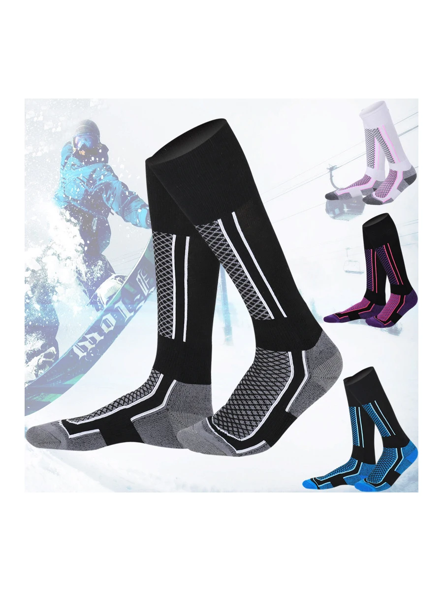 

1 пара лыжных носков, уличные мужские длинные высокие бочки, осенне-зимние альпинистские детские и женские утолщенные теплые полотенца снизу