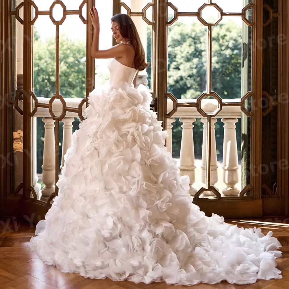 فساتين زفاف فاخرة على شكل حرف A للنساء بدون حمالات فساتين زفاف فيستدو دي نوفيا بدون أكمام بدون ظهر فساتين عروس مخصصة رداء دي ماري