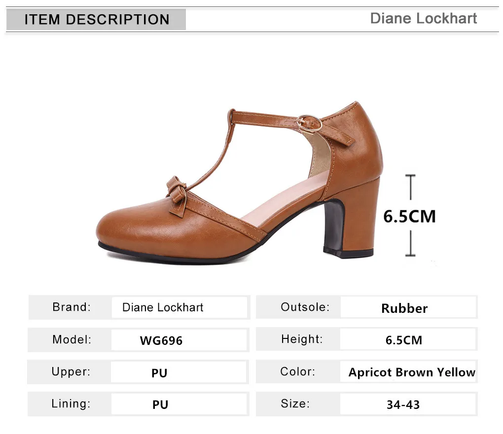 2024 Women High Heels Spring Mary Jane Low High-heeled Shoes Ladies Buckle Round Head Shoes Brown Yellow Apricot Large Size34-43