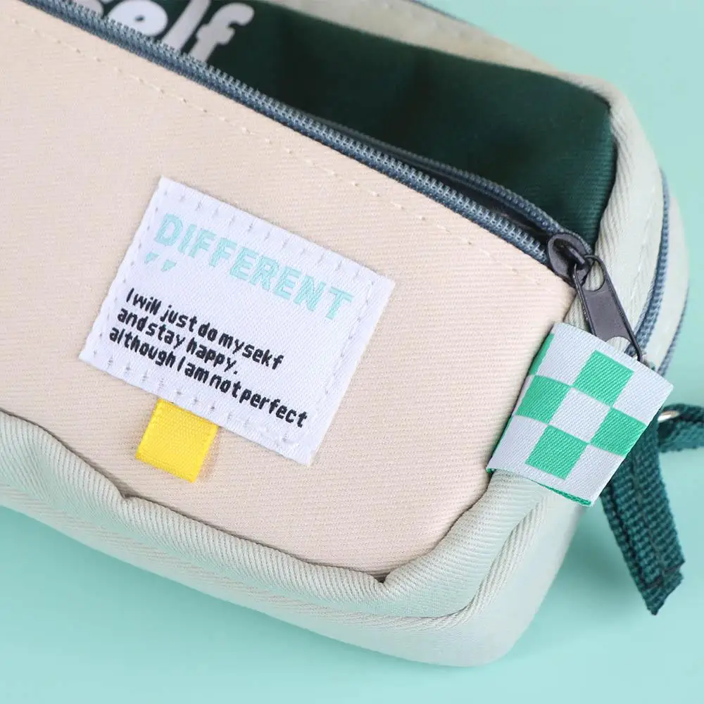 

Canvas Double Zippers Pencil Case Dirt Resistant Large Capacity Storage Pencil Bag Multi Layer Organizer Cartoon Pencil Cases