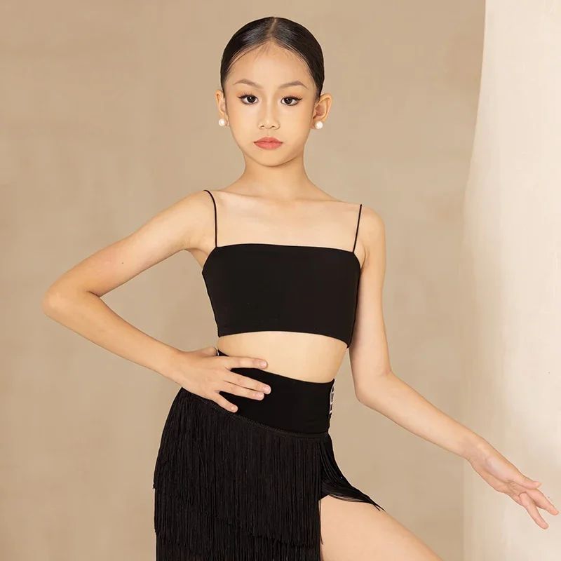 Children'S Chacha Latin Dance Competition Costumes Girls Leopard Latin Top Fringed Skirt Kids Samba Rumba Latin Dance Wear 10412