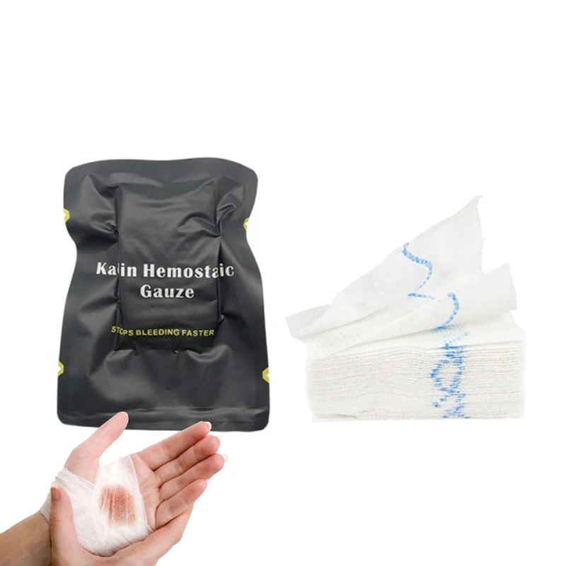 (.) Hemostatic Kaolin Gauze  Emergency Trauma Z-Fold Soluble For Ifak Tactical Military First Aid Kit  Wound Dressing