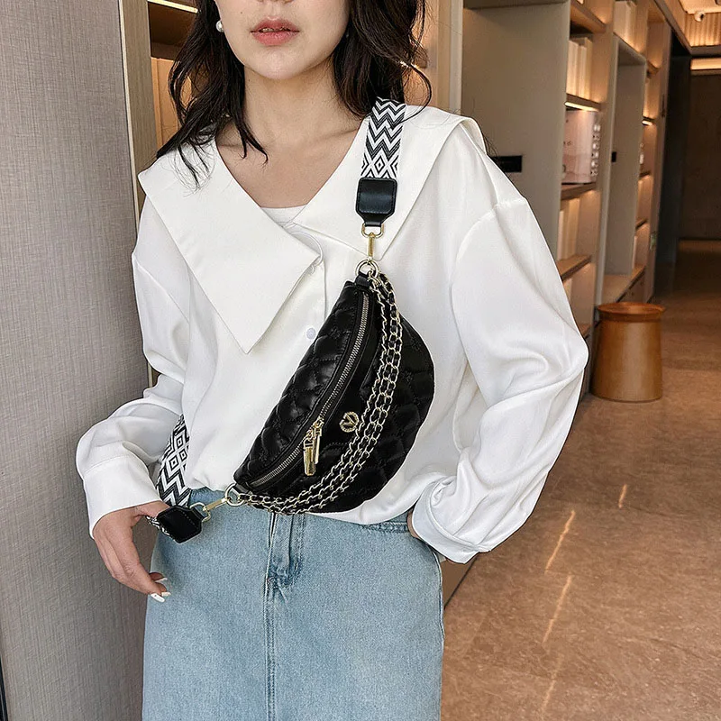 Artificial Leather Retro Small Luxury Designer Crossbody Bag Letter Shoulder Shopper Chain Belt Hip Female Purse