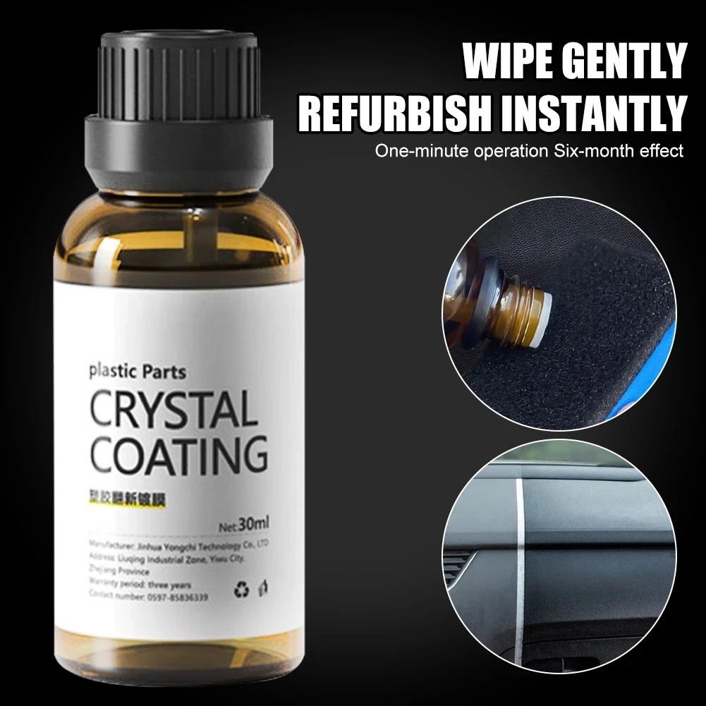 

Plastic Renovator 30ML Car Interior Retreading Agent Plastic Rubber Repair Clean Restore Gloss Black Shine Seal Brighten Retread