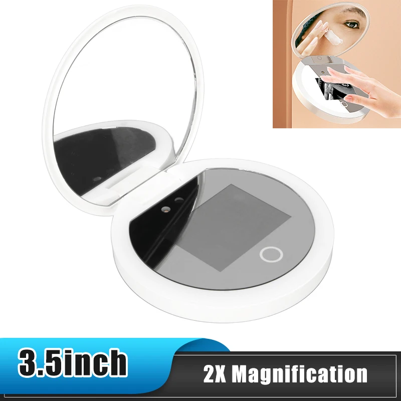 Nova câmera de teste de protetor solar com espelho uv com luz 2x ampliação maquiagem de viagem 3.5 polegadas tamanho de bolso l para testes de protetor solar