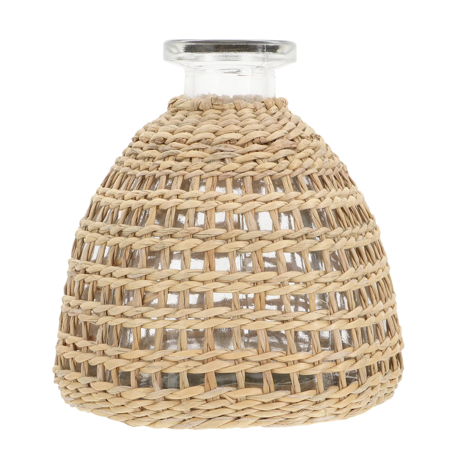 

1pc Handwoven Bottle Natural Woven Vase Flower Arrangement Holder Home Decor Desktop Bottle Light Brown