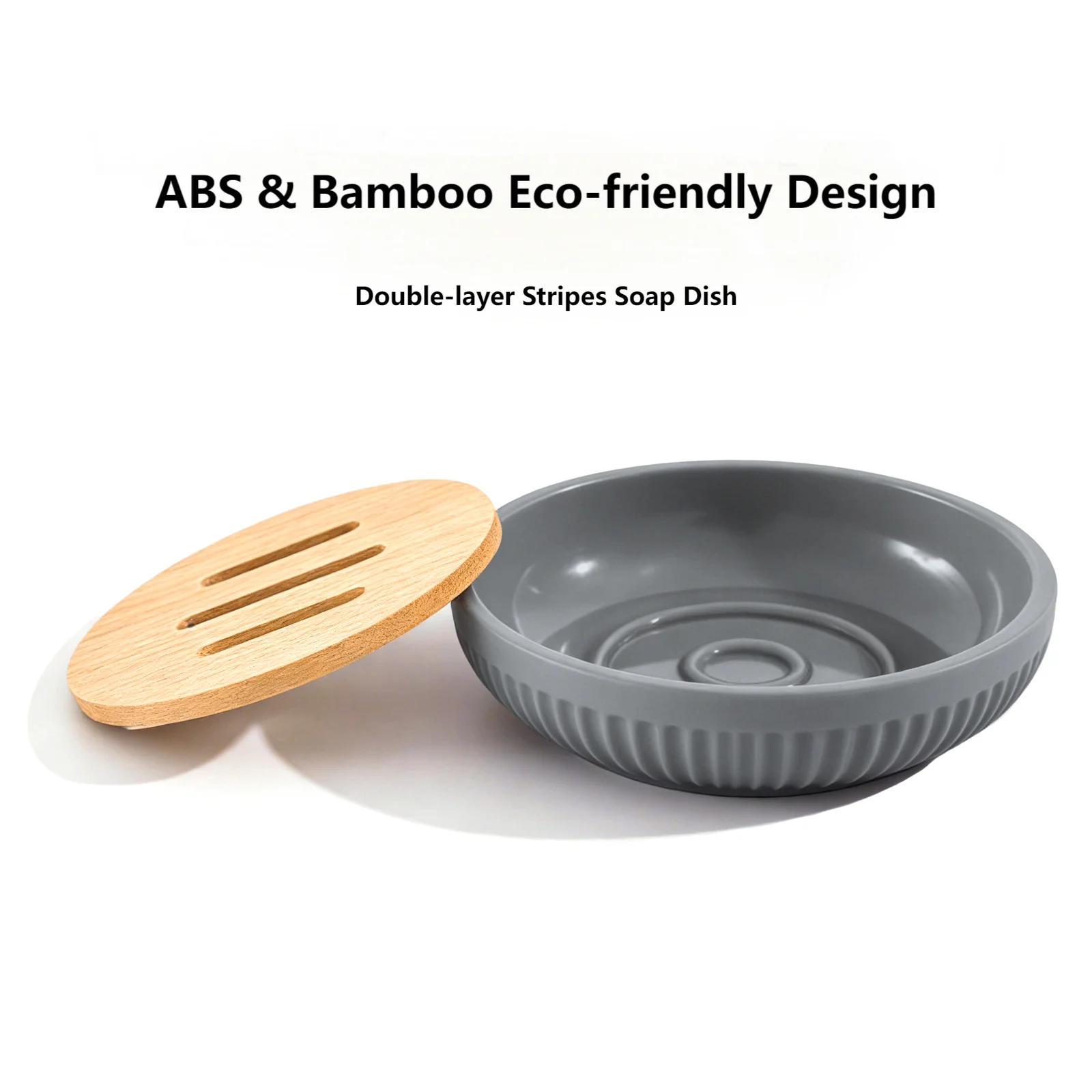 

BATHLUX ABS & Bamboo Draining Soap Dish Waterproof Non-slip Soap Holder Detachable Easy Clean Soap Saver for Bathroom Kitchen