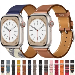 Correa de cuero genuino para Apple Watch, pulsera de 45mm, 49mm, 41mm, 44mm, 42mm, 40mm para hombre y mujer, iWatch Ultra 8, 7, 6, 5, 4, SE