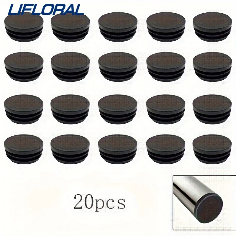 

20pcs Alloy Round Steel Pipe Plastic Hole Plug Insert End Cap Metal Tubing Ladder Glide Protection Furniture Chair Leg Cover