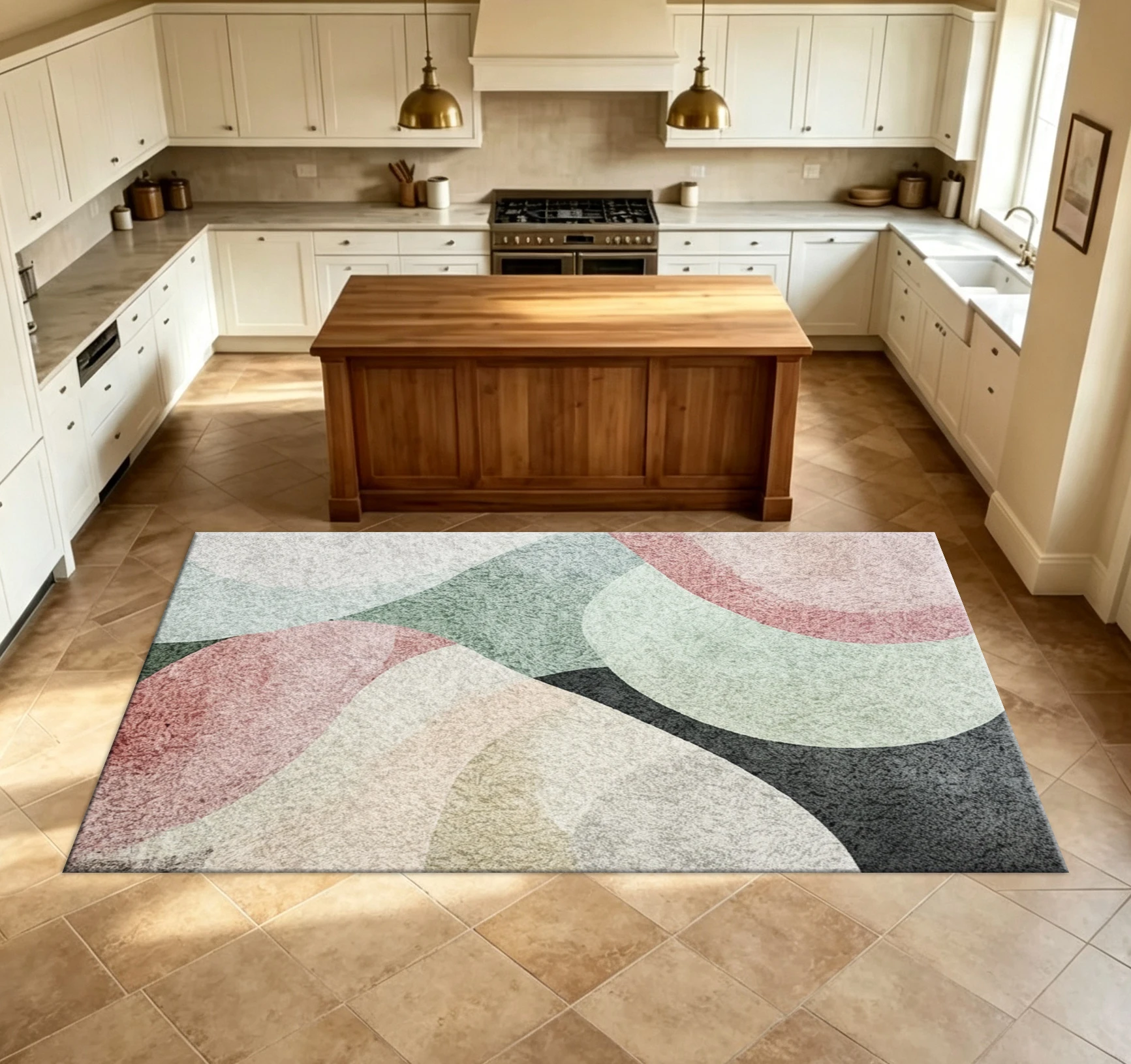Boho Pastel Abstract Blob Carpet Flooring Pink Sage Green Grey Soft Irregular Shape Household Decor Rug For Bedroom Living Room