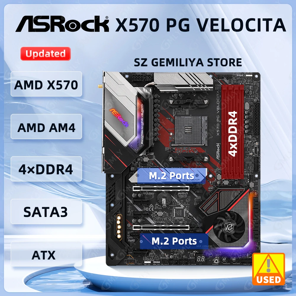 ASRock X570 PG VELOCITA Motherboard X570 AM4 Socket Motherboard DDR4 128GB support 4600 2600 3400 5700 5600 cpu 2 PCIe 4.0 x16