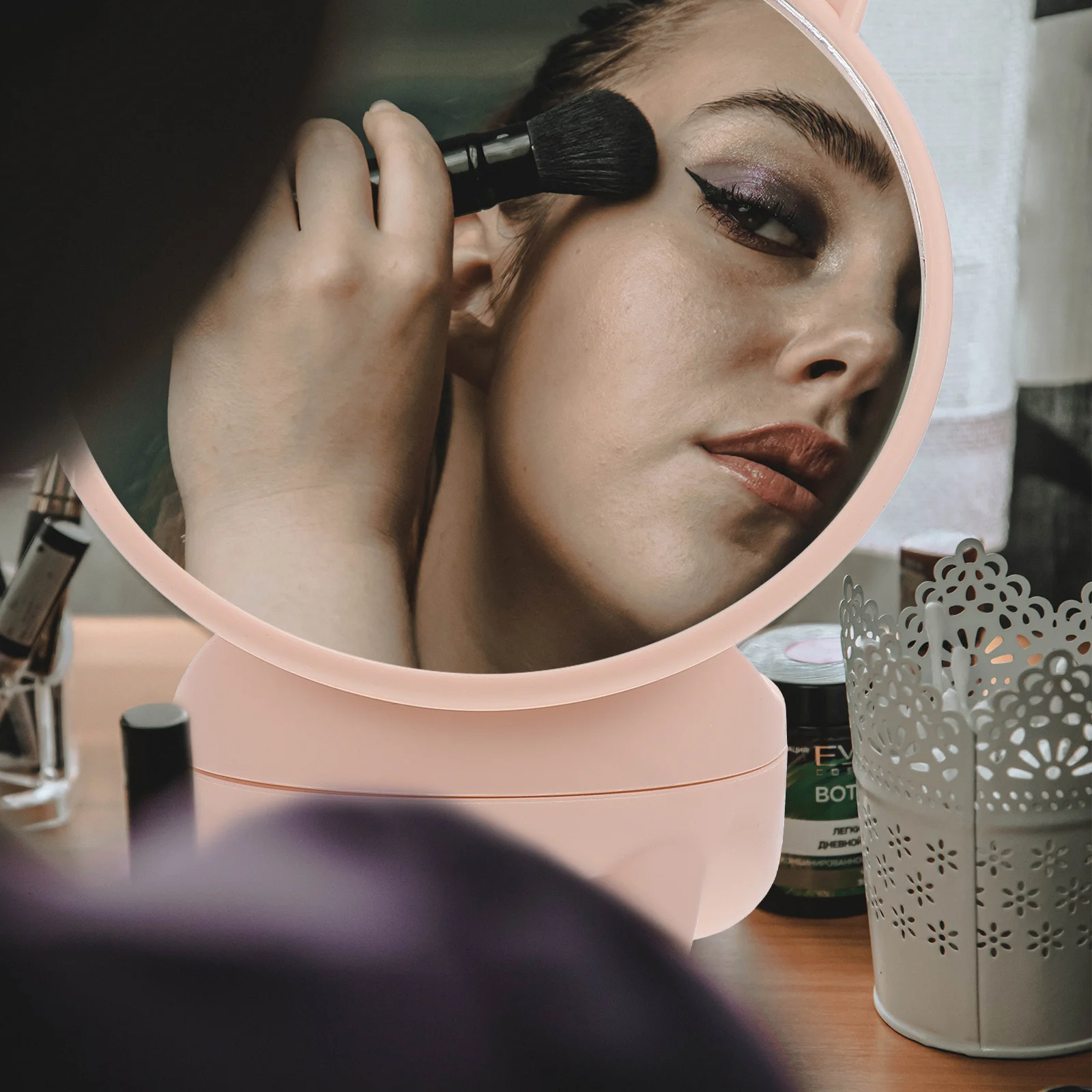 

Tabletop Makeup Mirror Vanity Household Practical Cartoon Tool Accessory