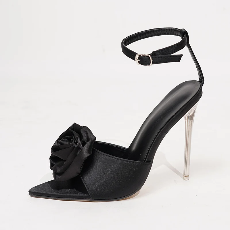 Kcenid Fashion Rose Flower Buckle Strap sandali donna Summer Stiletto tacchi alti sandali a punta sandali moderni da donna