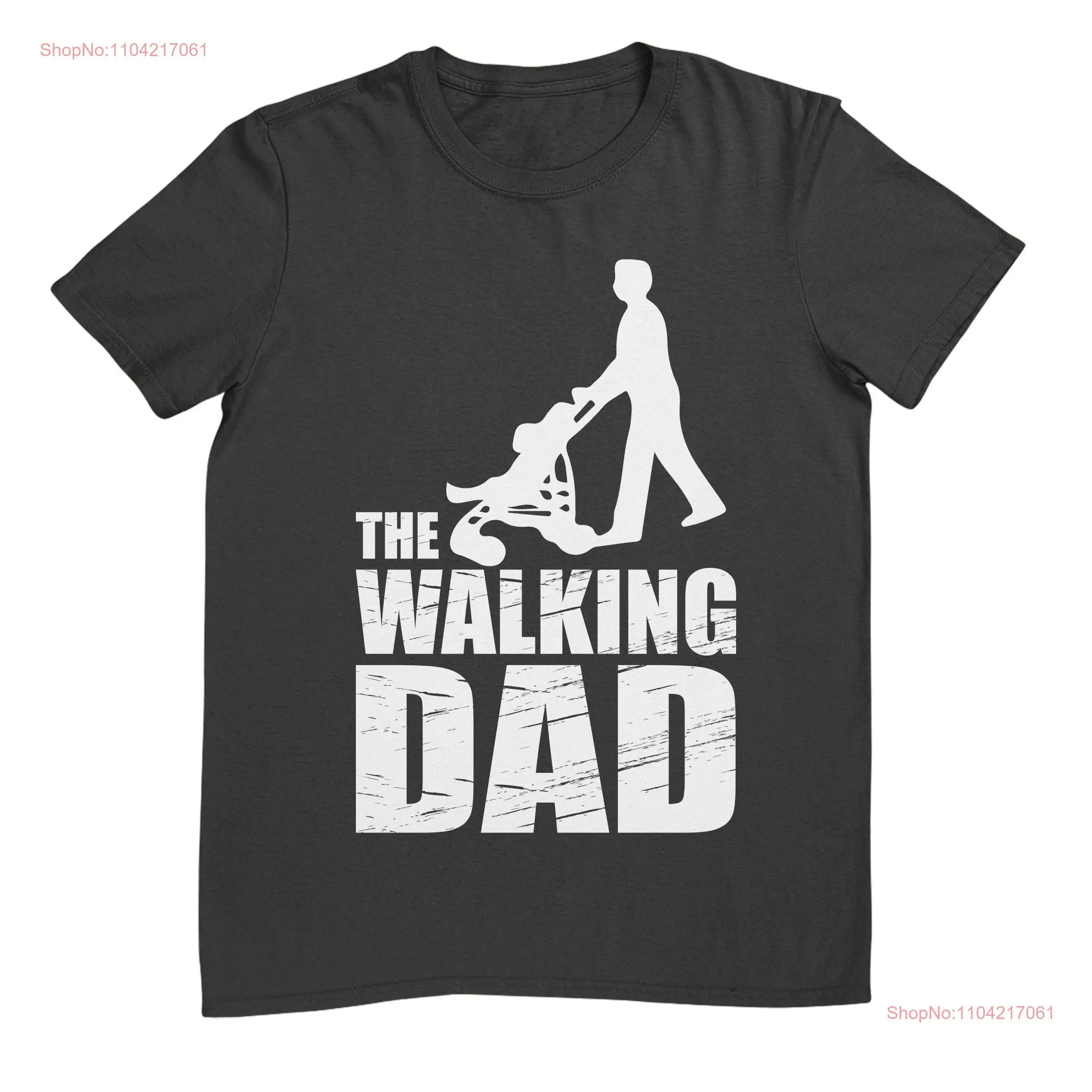 O pai andando simples empurrando carrinho de bebê pais dia dos pais engraçado t camisa idéia do pai para mangas compridas ou curtas