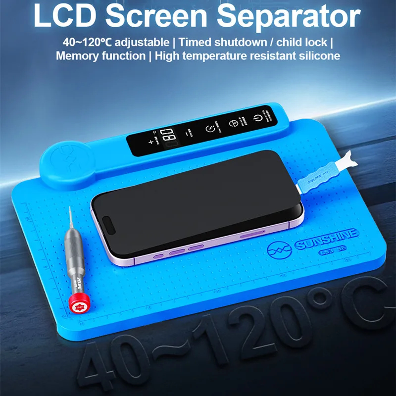 Séparateur d'écran LCD SUNSHINE LS3 SE 11 pouces 40-120 ℃   Plaque chauffante avec arrêt automatique pour outil de réparation de séparateur d'écran LCD de téléphone