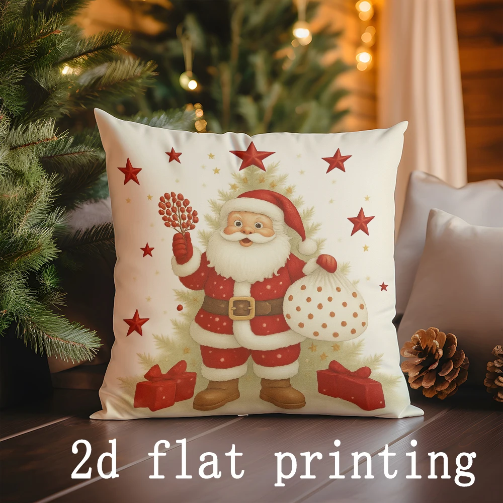 ديكور المنزل عيد الميلاد سانتا والرنة وسائد للديكور يغطي نمط غطاء الوسادة مناسبة لغطاء وسادة السيارة غرفة نوم أريكة #5