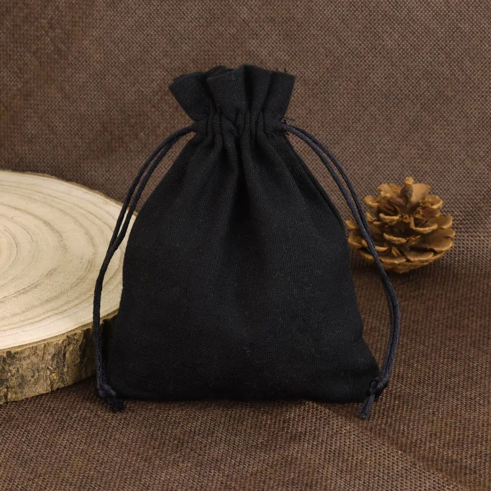 10pcs/lot Dustproof Black Cotton Drawstring Bag