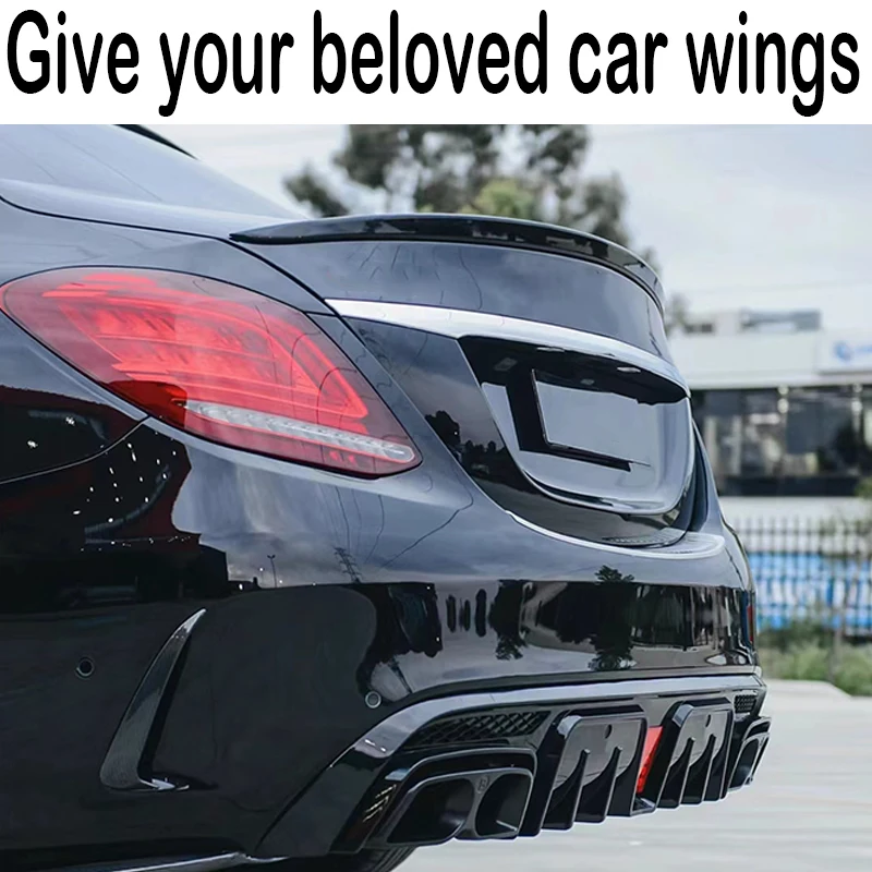 For Mercedes Benz C-Class sedan W205 2015-2021 Spoiler C180 C200 C260 C300 AMG PSM Modified Carbon Fiber Smooth Black Car Wings