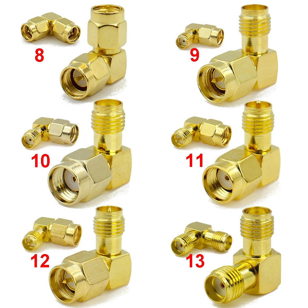 SMA to SMA Adapter Connector sma male female adapter Jack plug RP-SMA 45 135 Degree Right Angle Connector 3 way RF wifi antenna