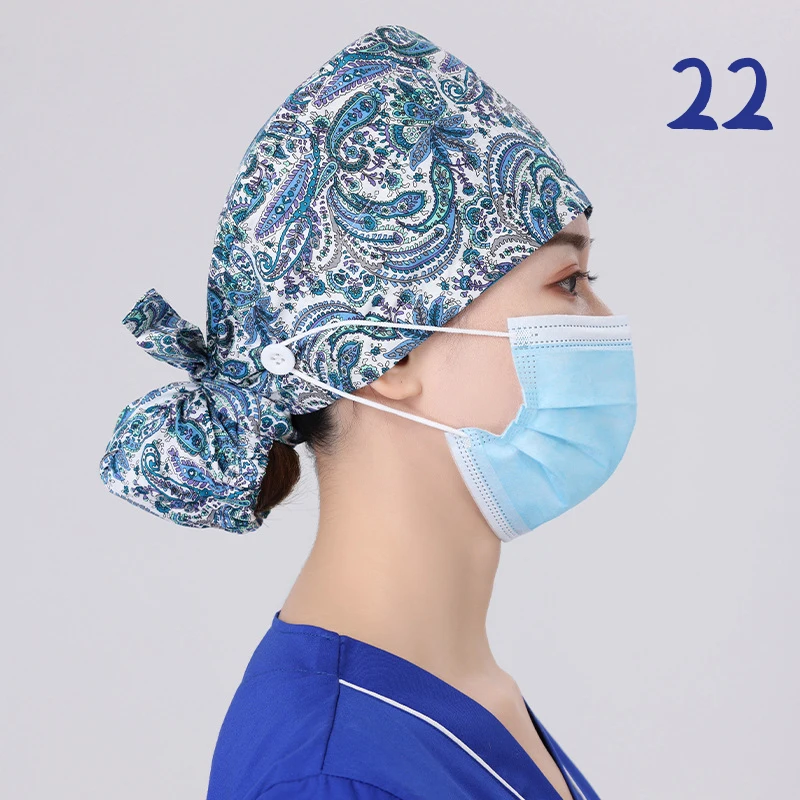Unisex Adjustable Tie Back Scrub Hat, Beauty Salon Cap